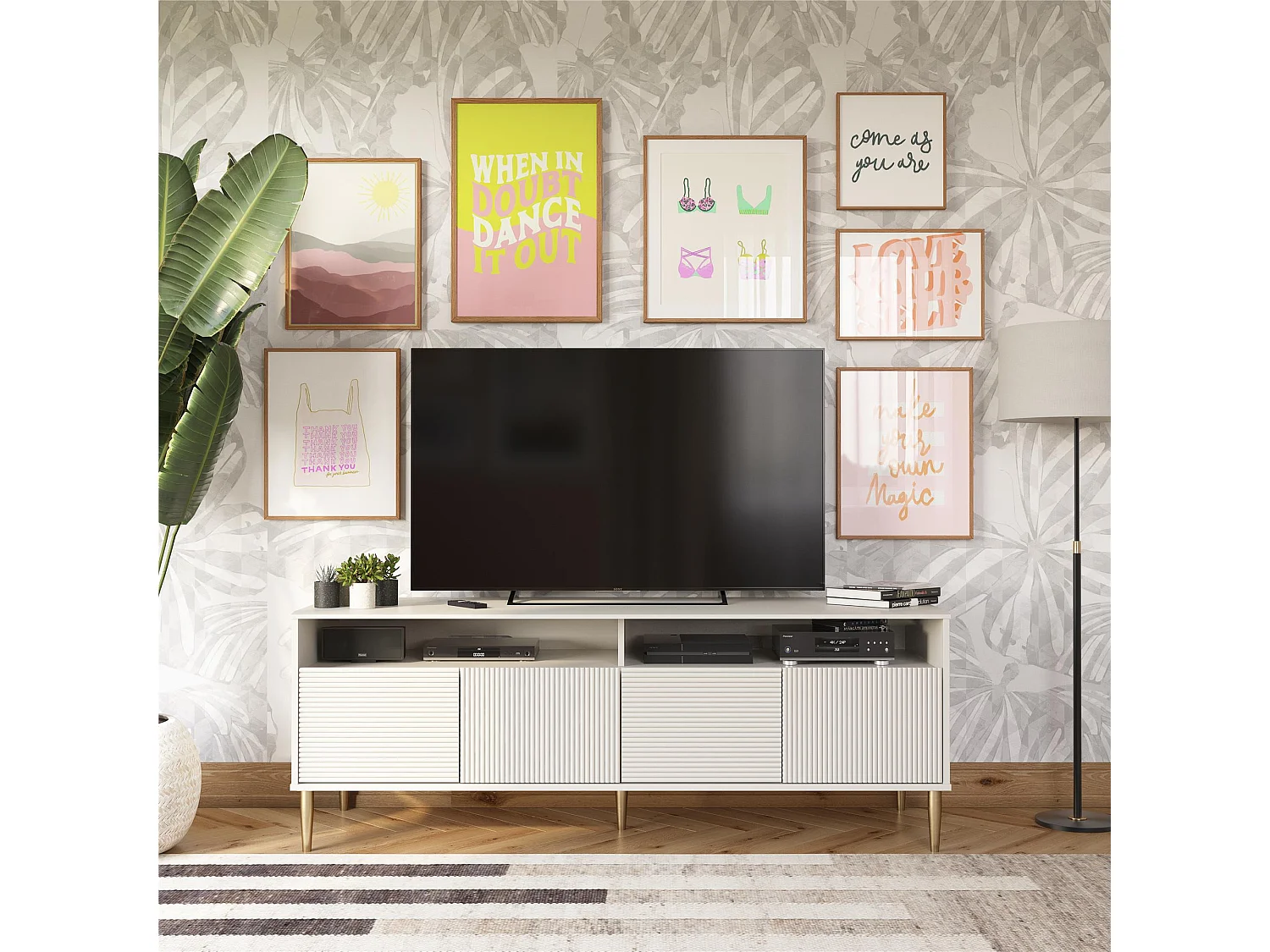 Porta TV a 4 ante in MDF tortora