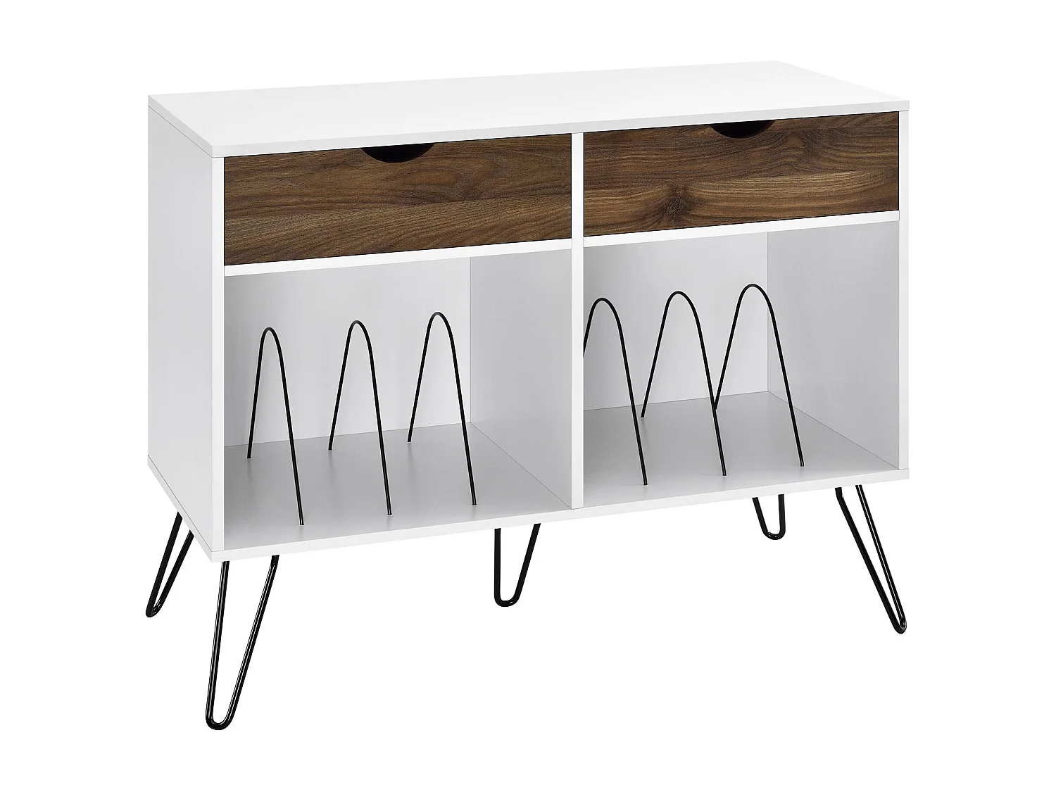 Concord | Plateau tournant avec 2 tiroirs en MDF blanc