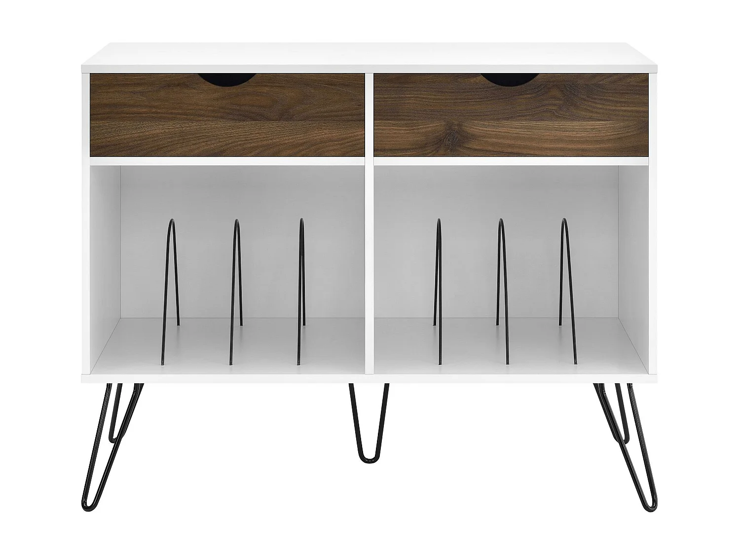 Concord | Plateau tournant avec 2 tiroirs en MDF blanc