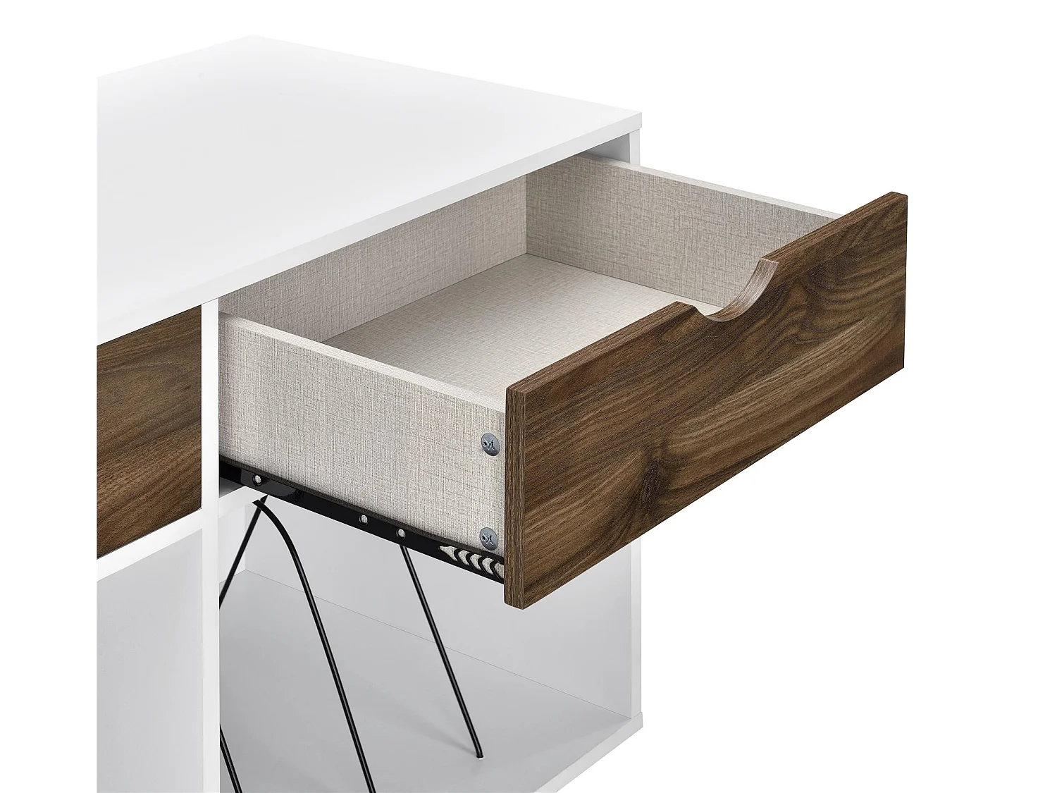 Concord | Plateau tournant avec 2 tiroirs en MDF blanc