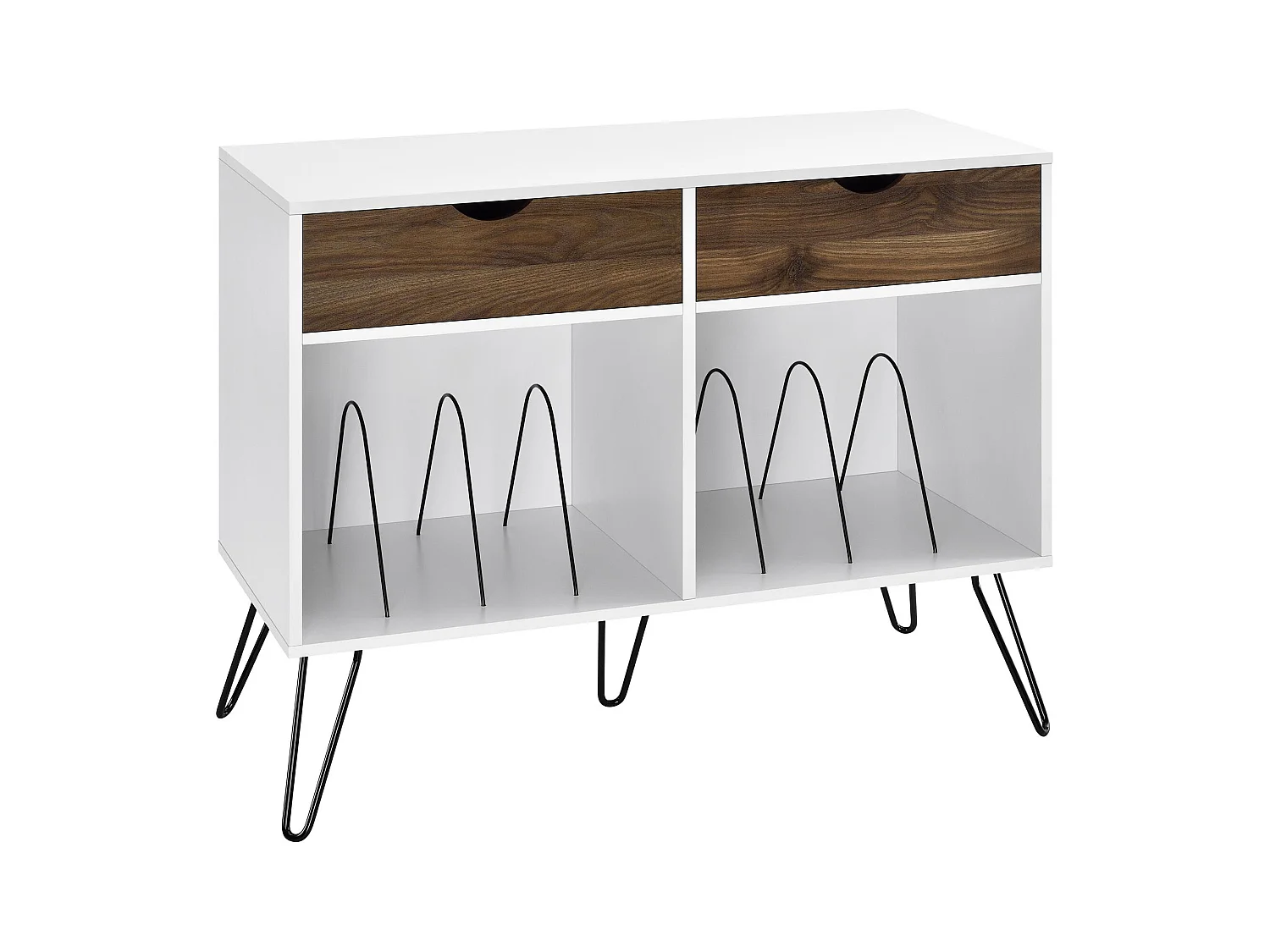 Tocadiscos con 2 cajones en MDF blanco