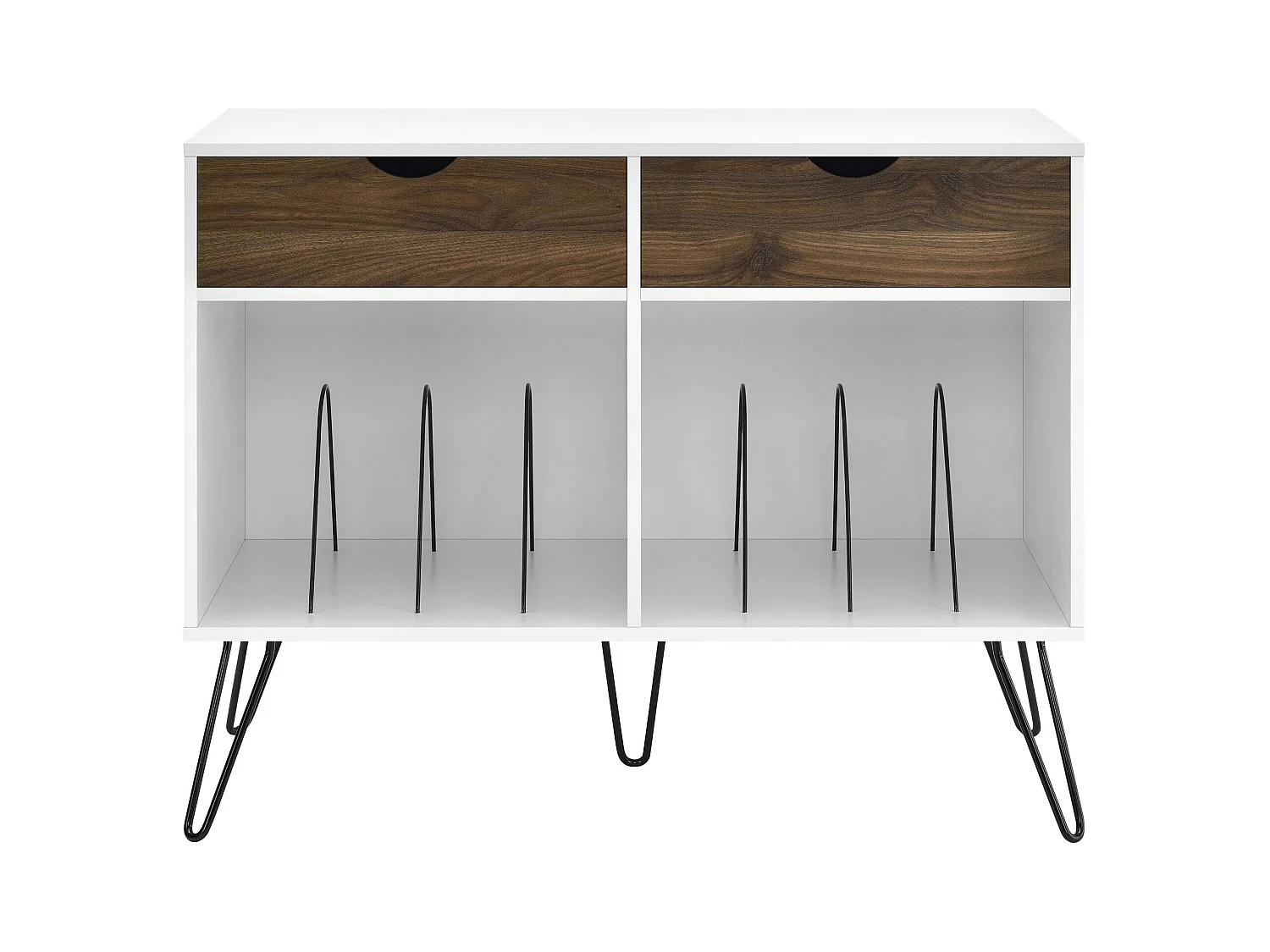 Tocadiscos con 2 cajones en MDF blanco