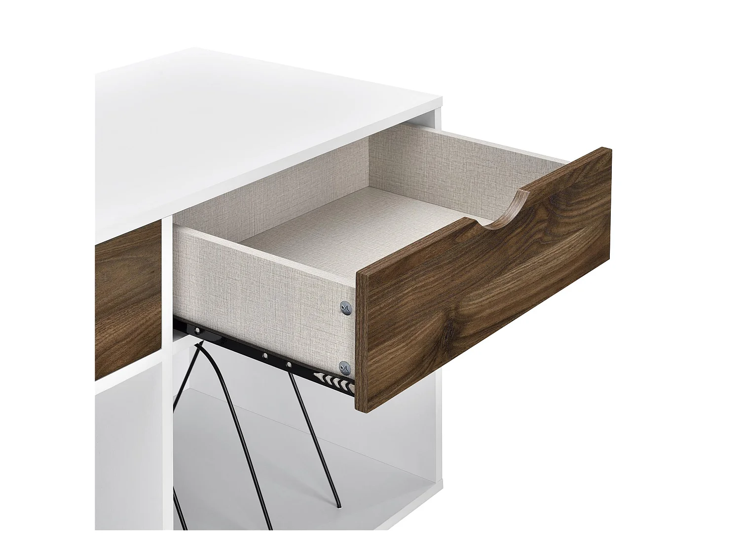 Tocadiscos con 2 cajones en MDF blanco