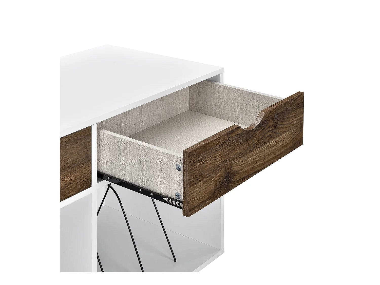 Tocadiscos con 2 cajones en MDF blanco