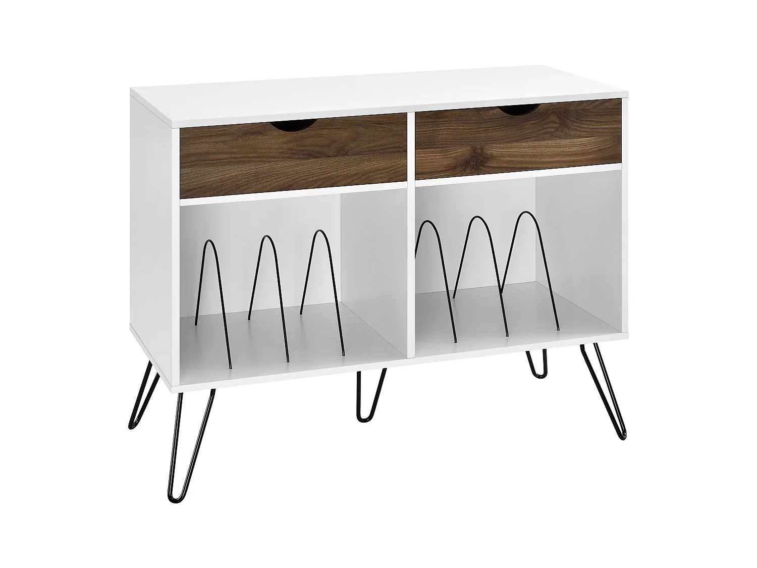 Tocadiscos con 2 cajones en MDF blanco