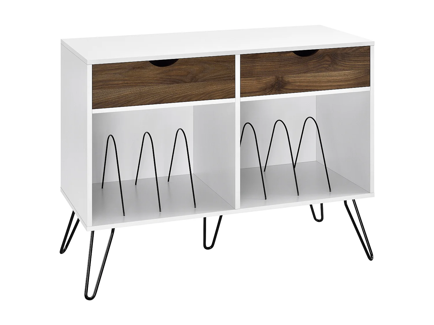 Concord | Plateau tournant avec 2 tiroirs en MDF blanc