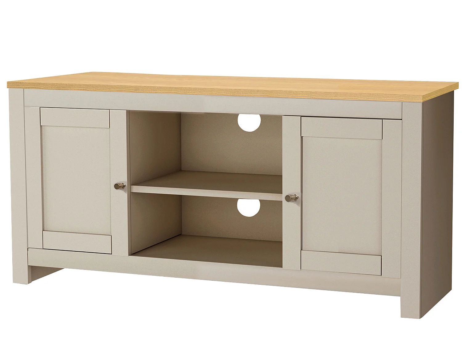 Mueble TV con 2 puertas en MDF roble y crema