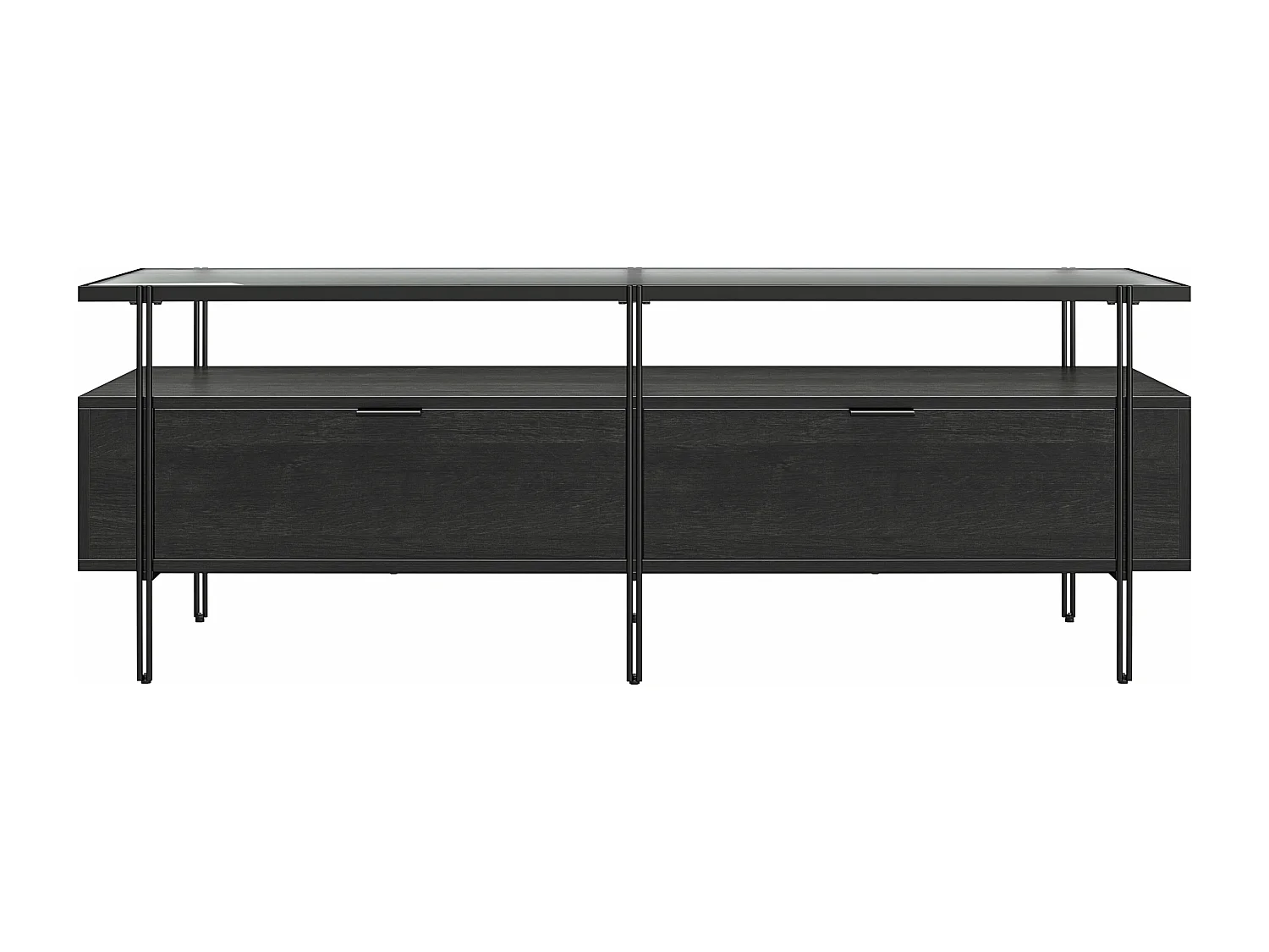 Mueble TV en vidrio y tablero de partículas laminado roble negro