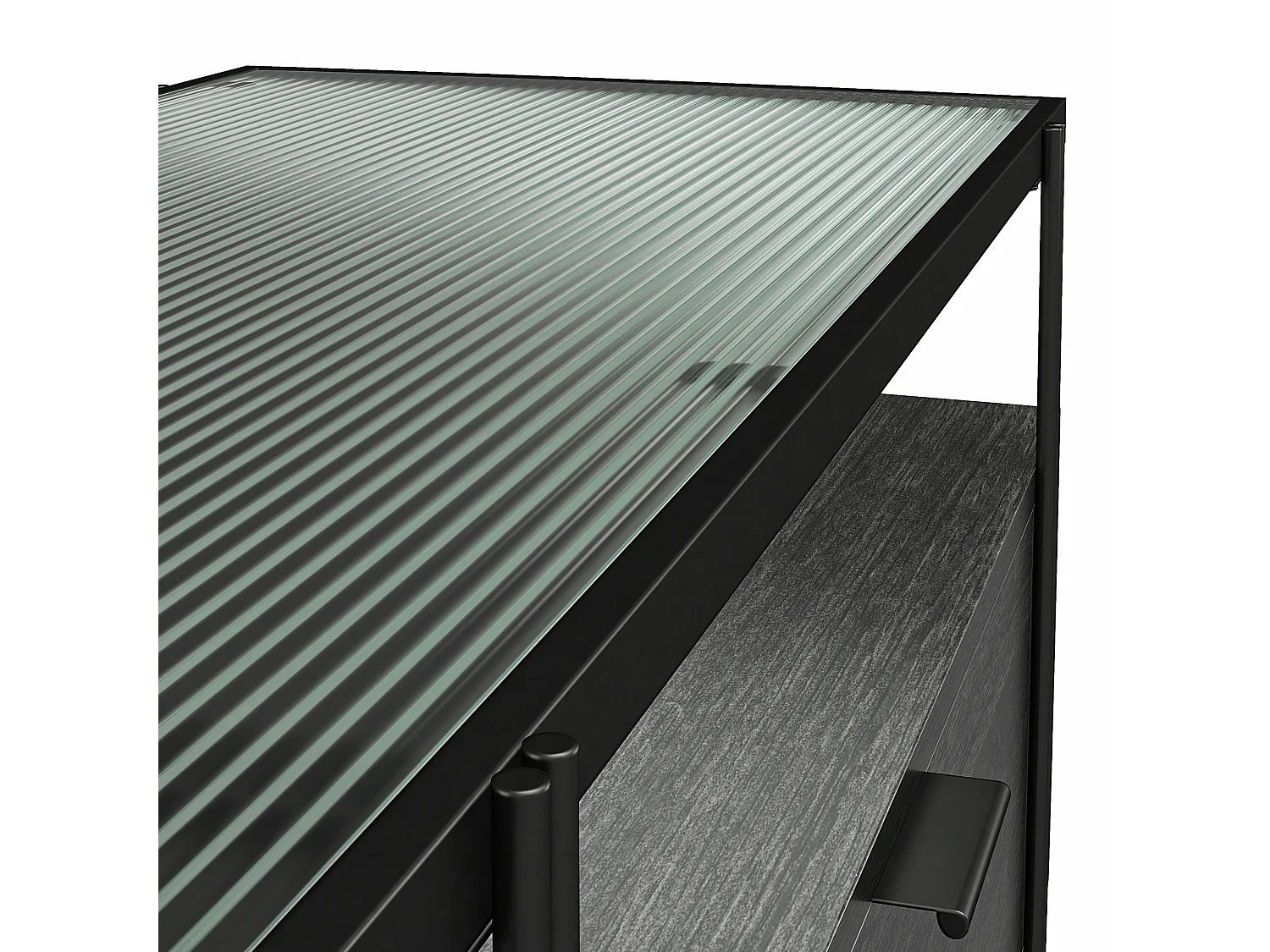 Mueble TV en vidrio y tablero de partículas laminado roble negro