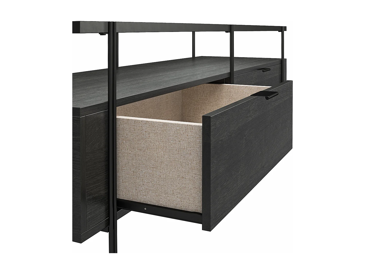 Mueble TV en vidrio y tablero de partículas laminado roble negro