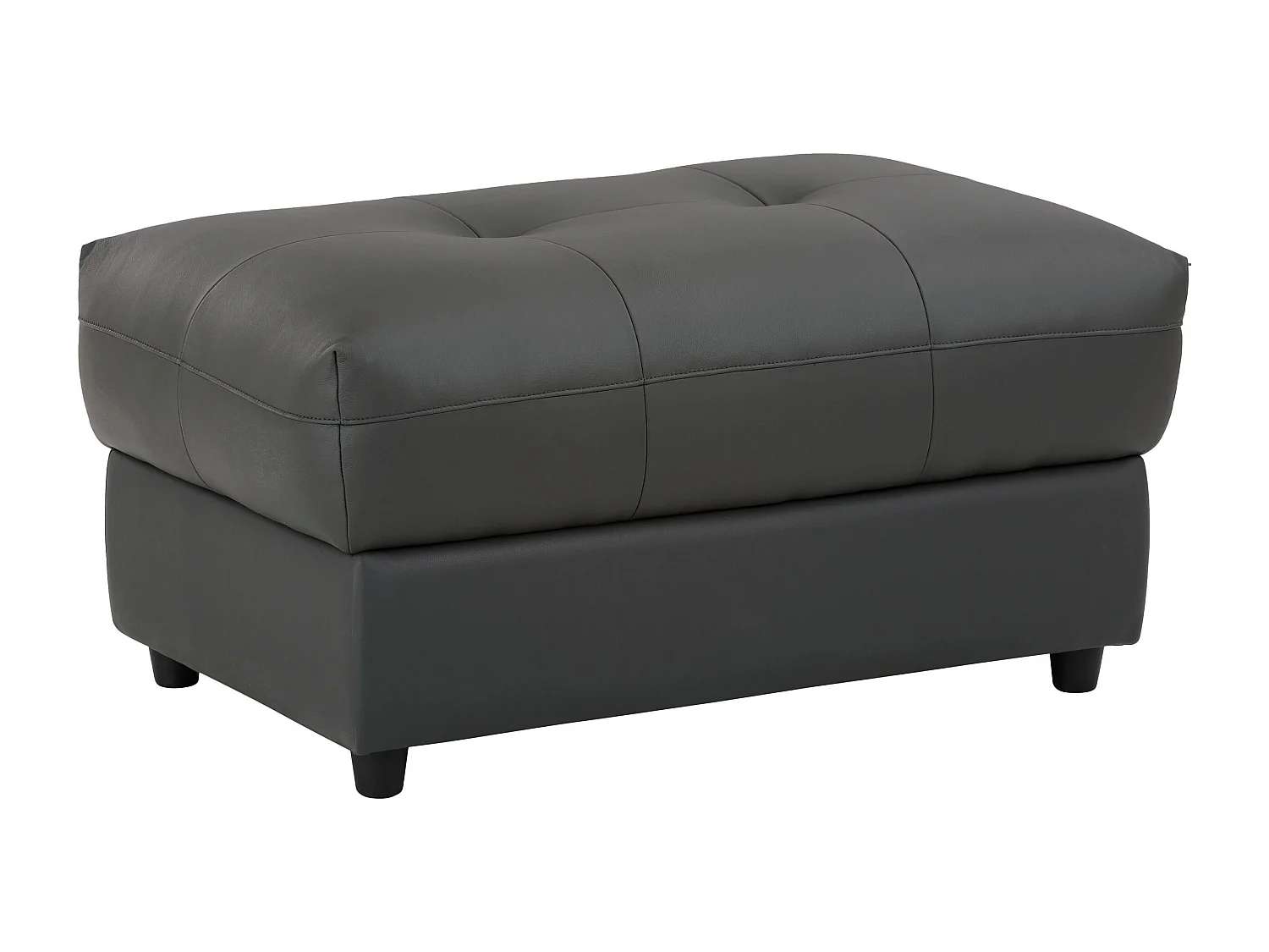 Tanaro | Pouf rembourré en cuir et PU gris