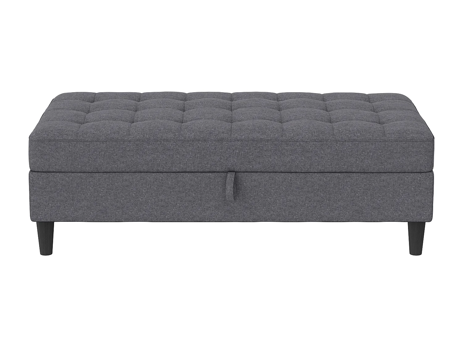 Pouf con contenitore in lino grigio