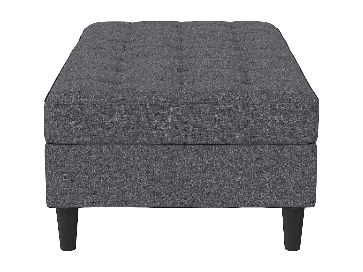 Pouf con contenitore in lino grigio