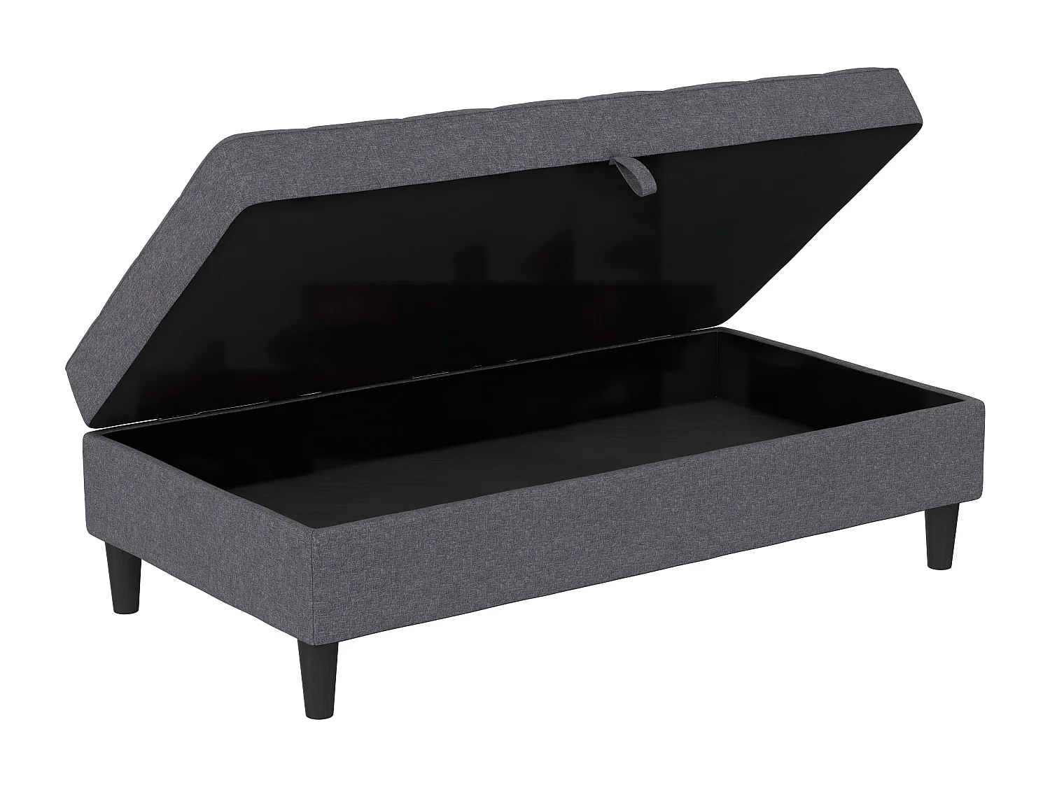 Pouf con contenitore in lino grigio