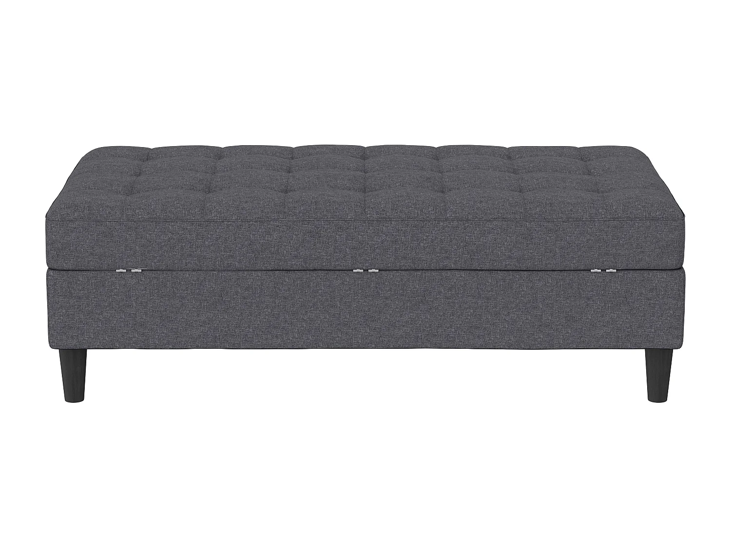 Pouf con contenitore in lino grigio