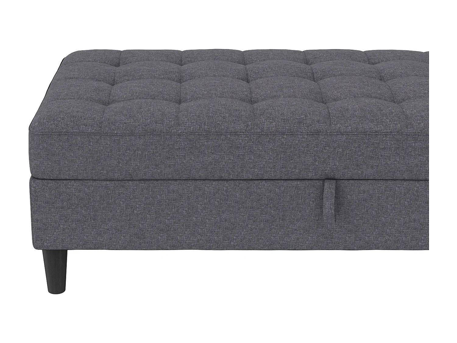 Pouf con contenitore in lino grigio