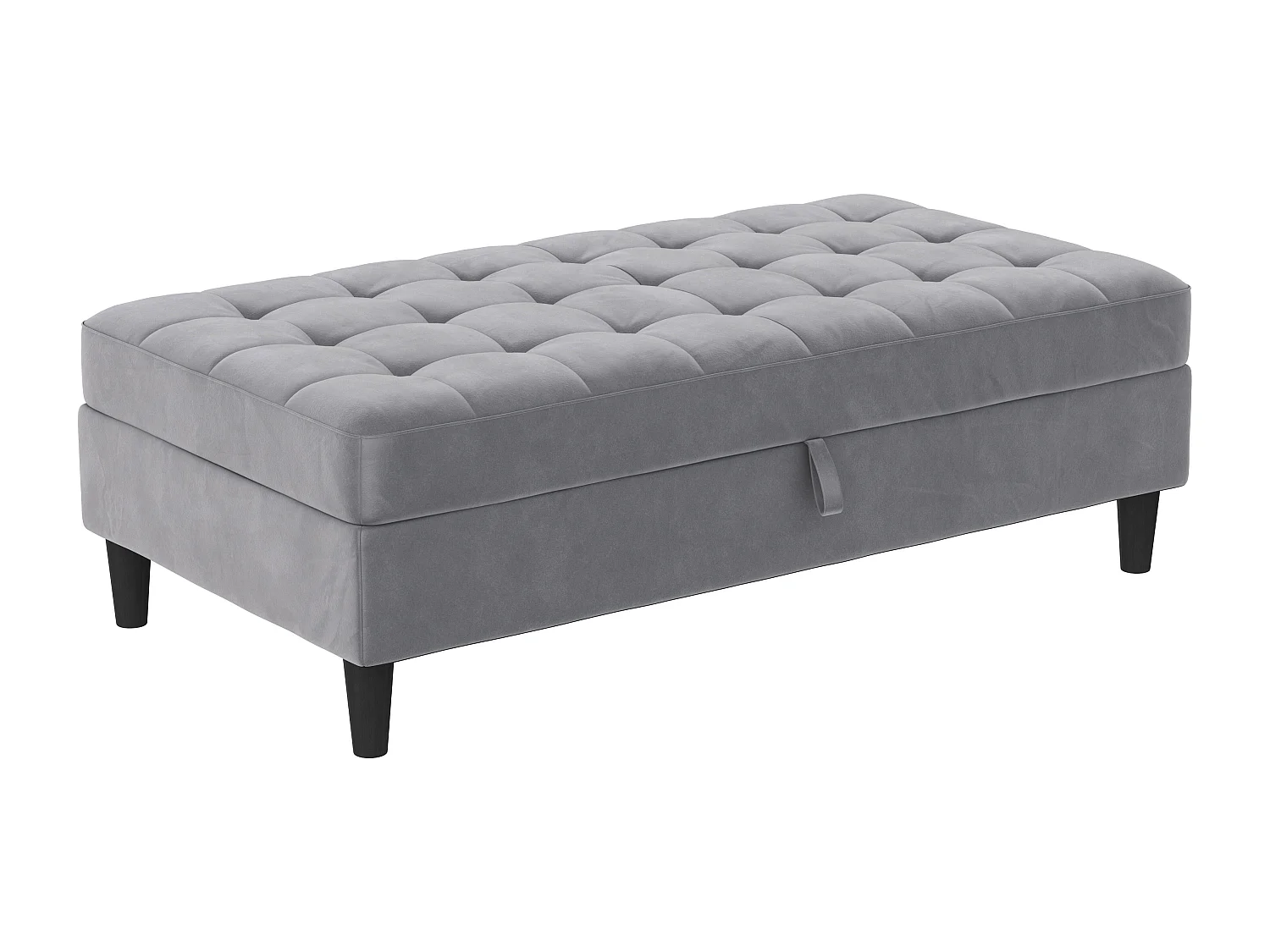 Pouf con contenitore in velluto grigio
