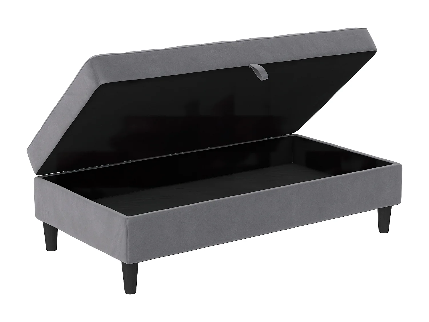 Pouf con contenitore in velluto grigio