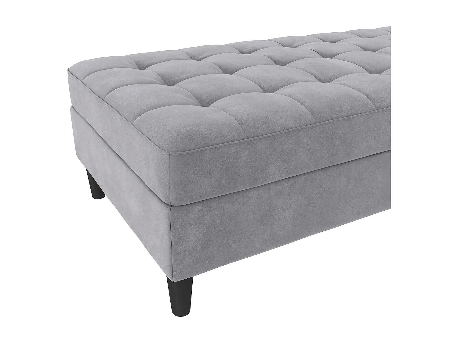 Pouf con contenitore in velluto grigio