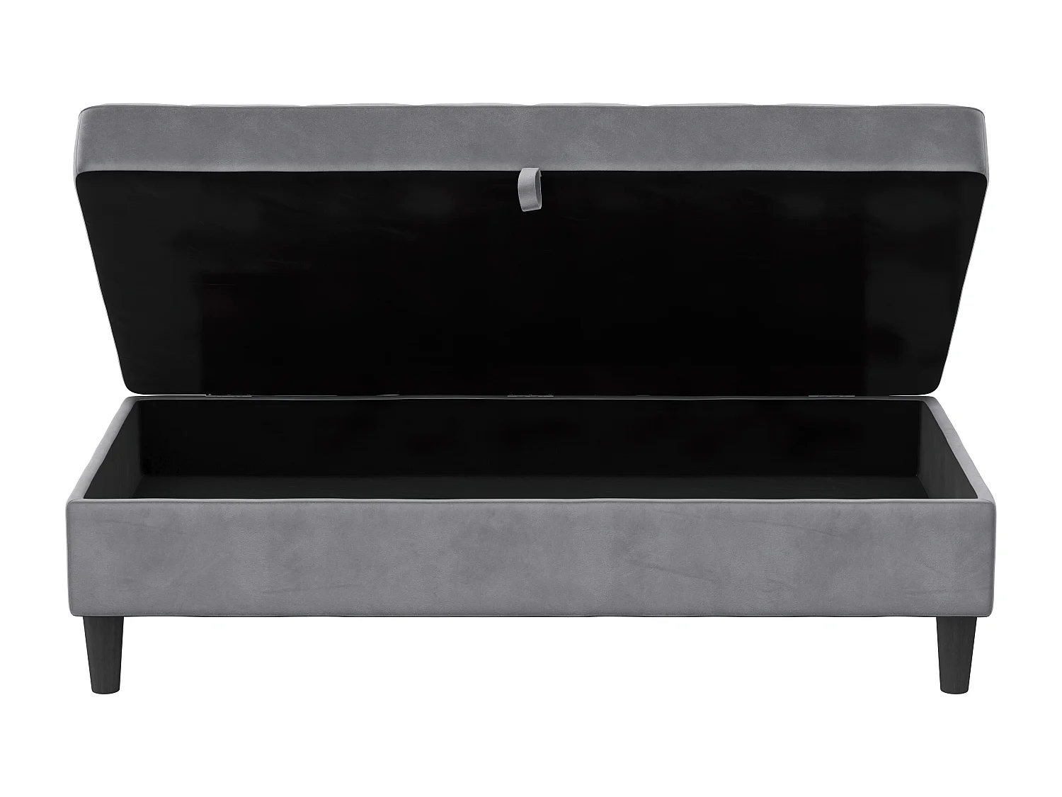 Pouf con contenitore in velluto grigio