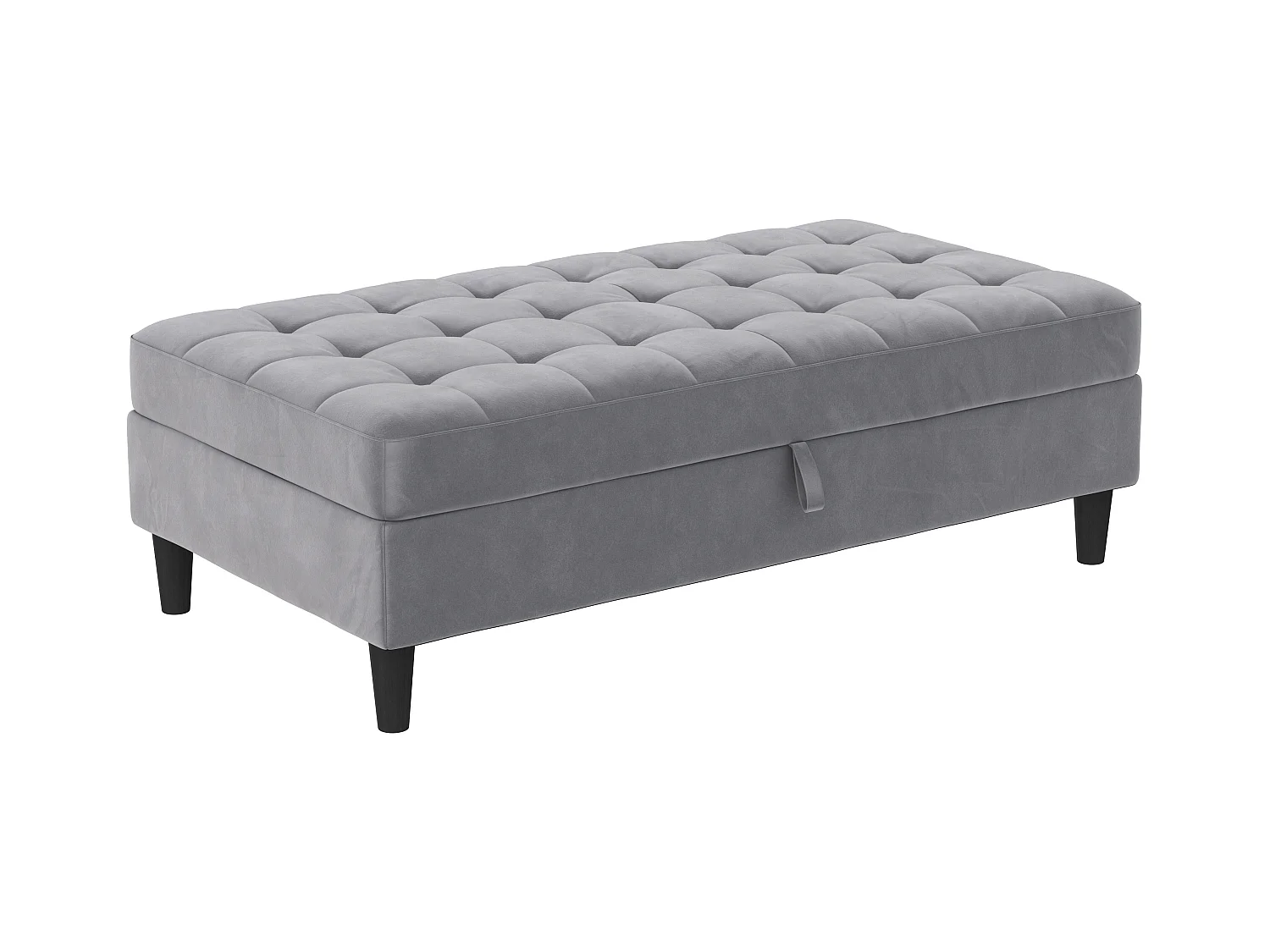 Otomana con almacenamiento en terciopelo gris