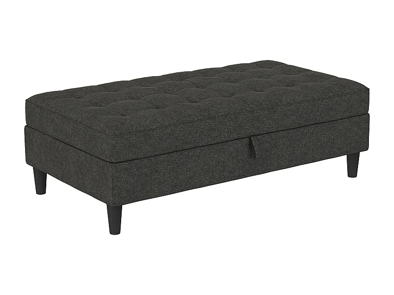 Presley | Pouf avec rangement en tissu anthracite