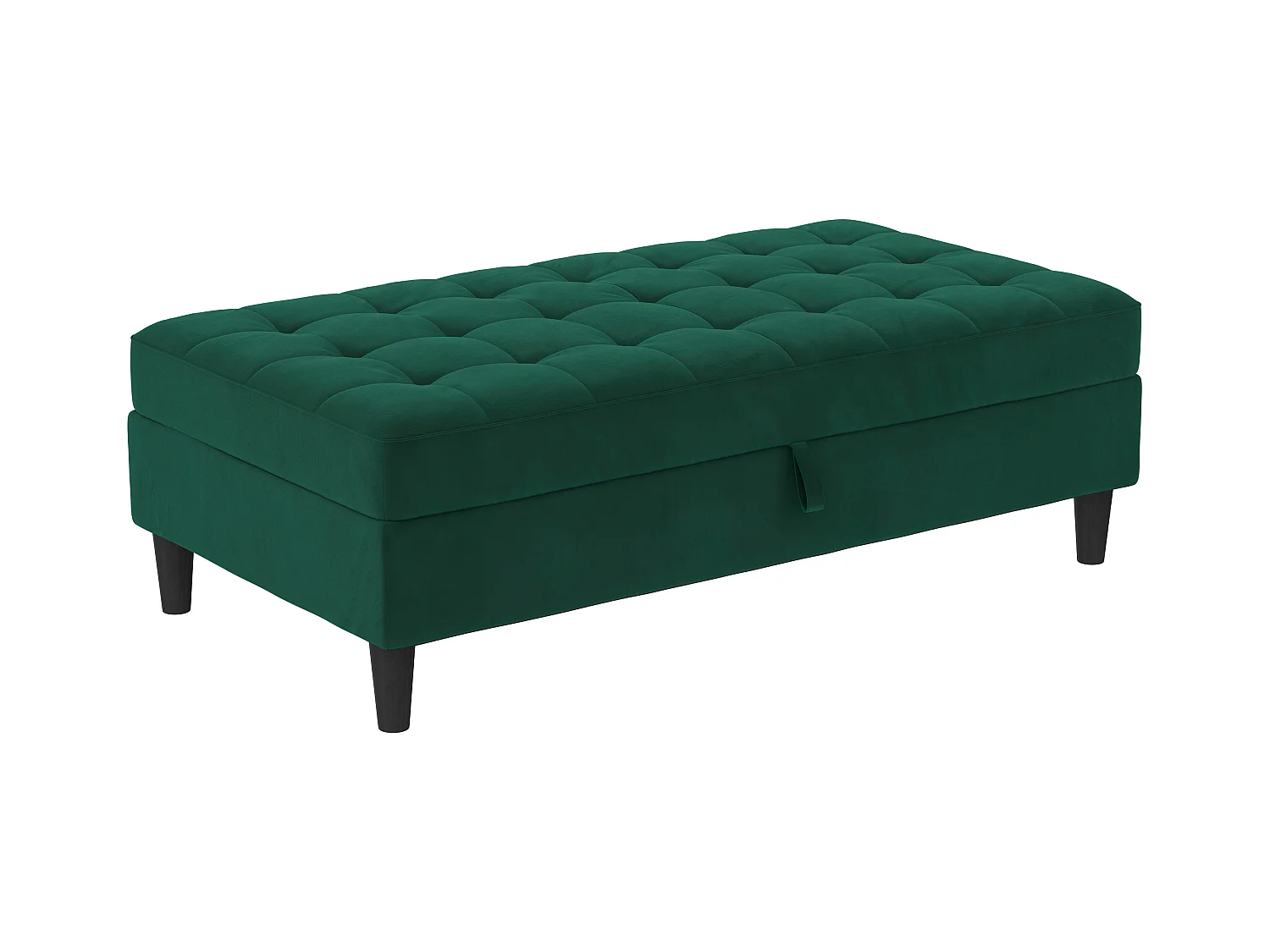 Pouf con contenitore in velluto verde scuro