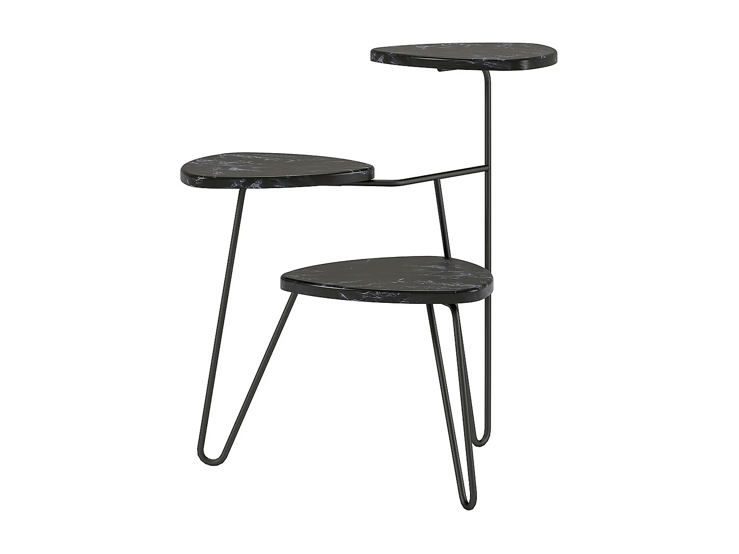 Pflanzenständer aus PVC-laminierten Spanplatten in Marmor, schwarz