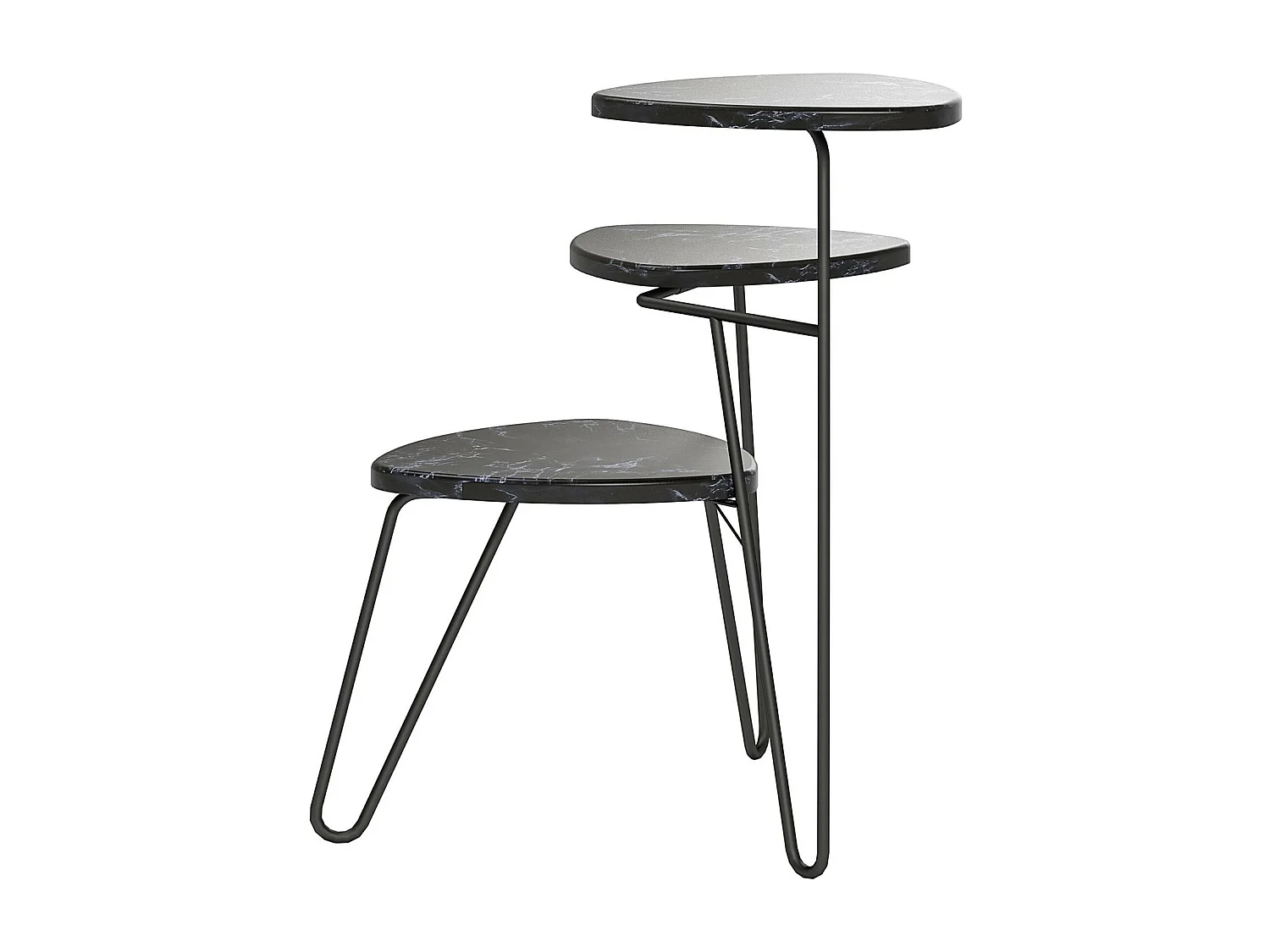 Pflanzenständer aus PVC-laminierten Spanplatten in Marmor, schwarz