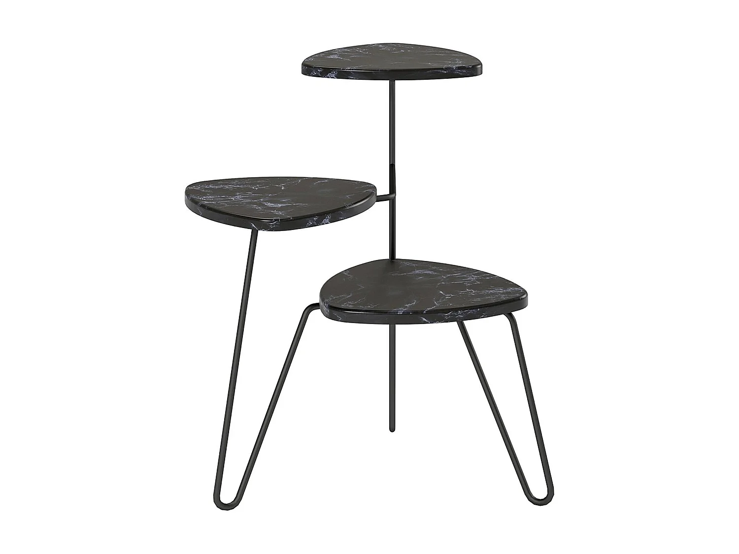 Pflanzenständer aus PVC-laminierten Spanplatten in Marmor, schwarz