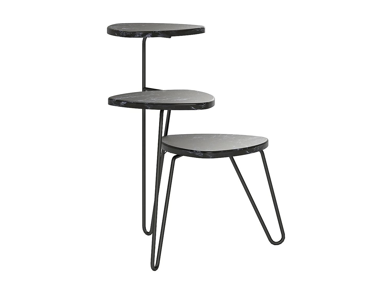 Pflanzenständer aus PVC-laminierten Spanplatten in Marmor, schwarz