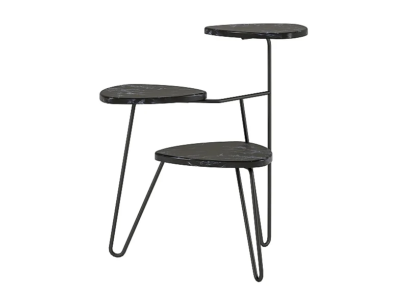 Pflanzenständer aus PVC-laminierten Spanplatten in Marmor, schwarz