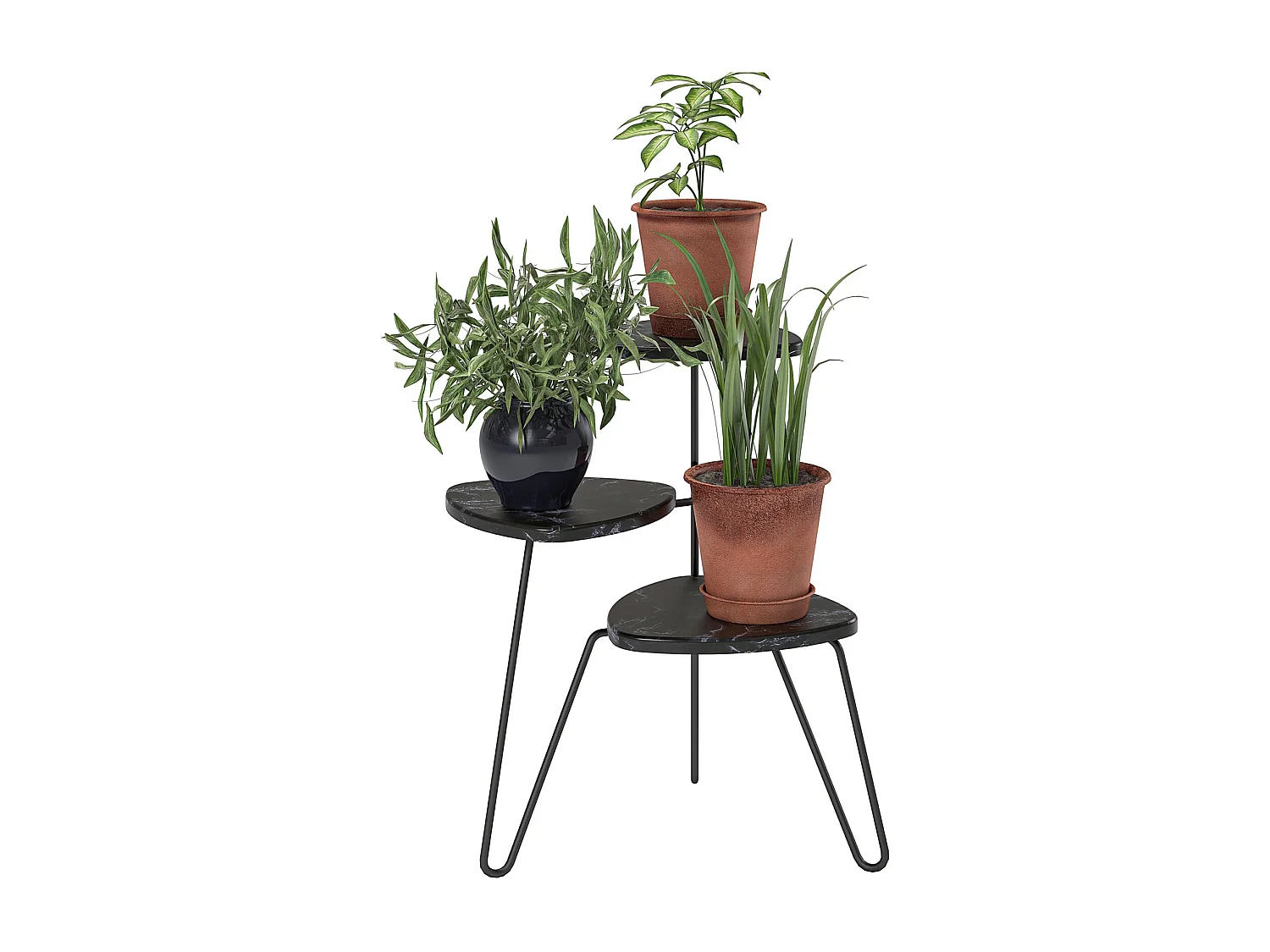 Piantana porta piante in truciolare laminato PVC marmo bianco