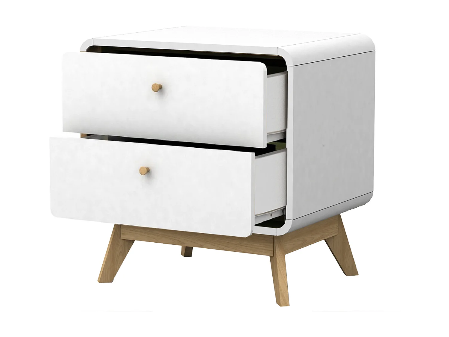 Comodino con 2 cassetti in agglomerato bianco