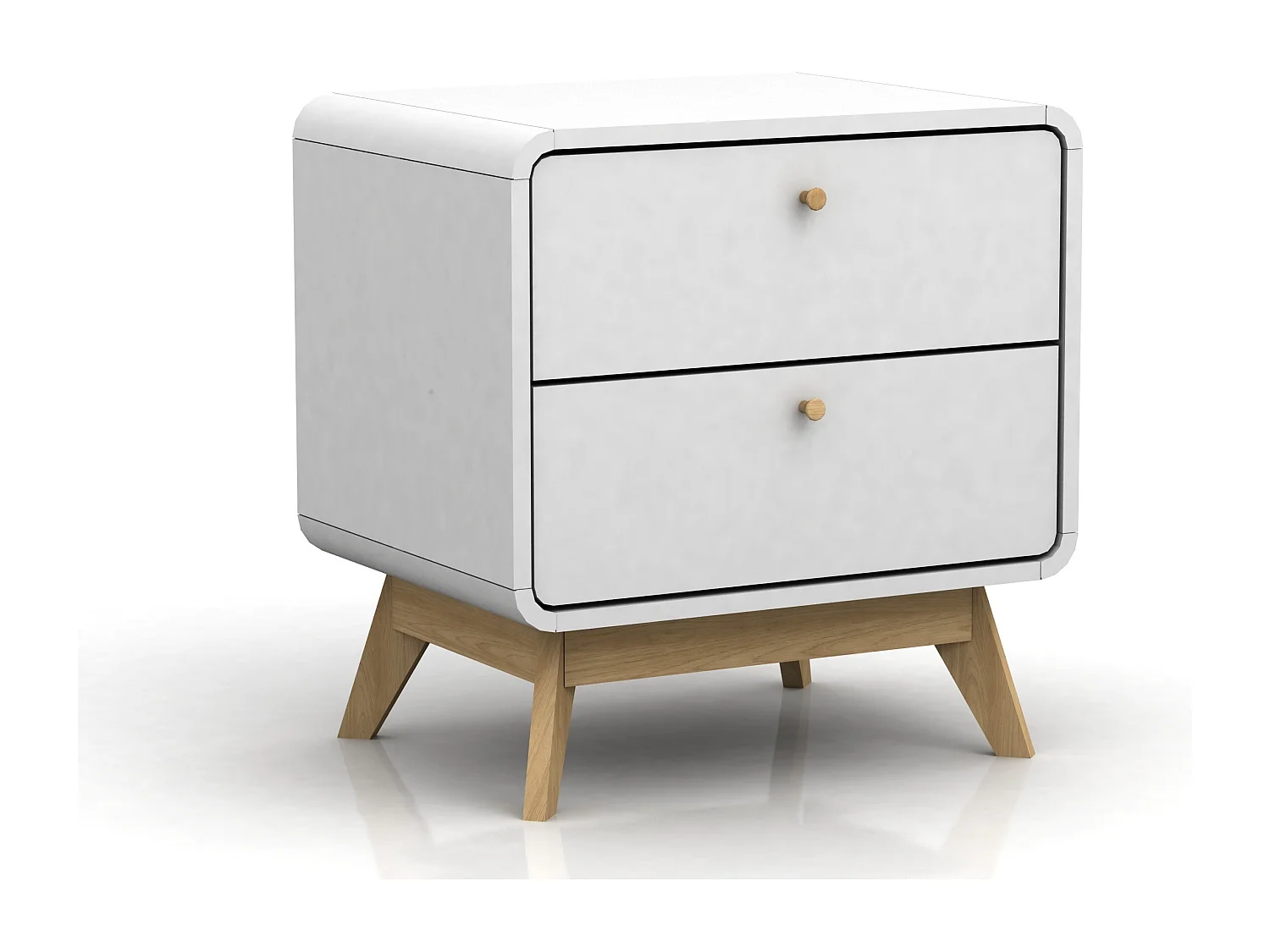 Comodino con 2 cassetti in agglomerato bianco