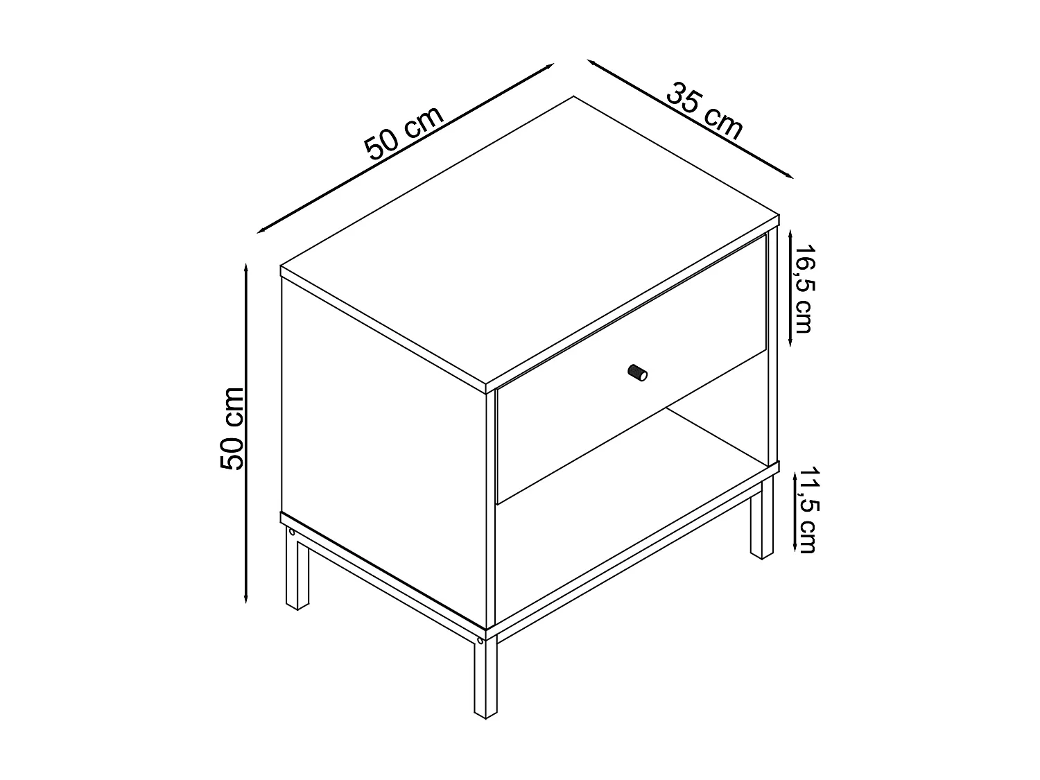 Celine | Table de chevet à 1 tiroir en effet bois gris