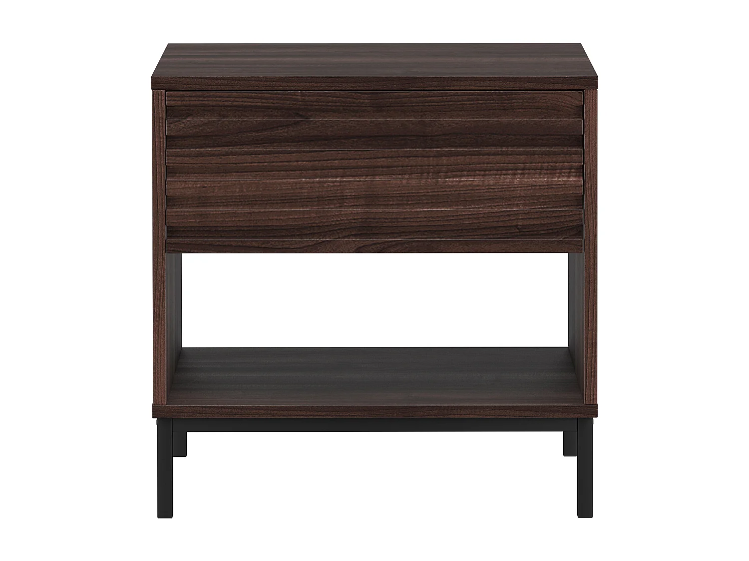 Mesa de cabeceira com 2 gavetas em MDF cinzento com pincel natural