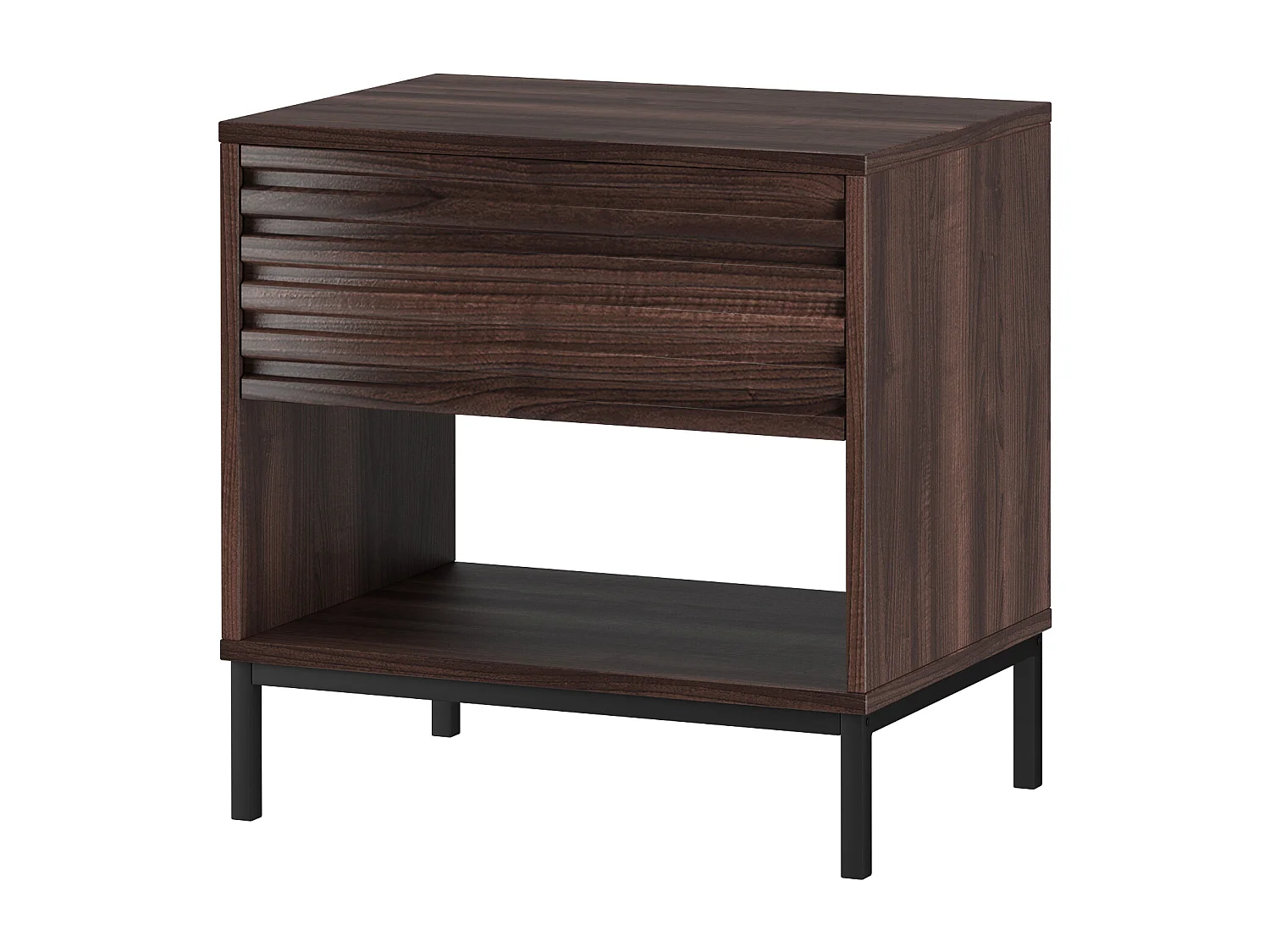 Mesa de cabeceira com 2 gavetas em MDF cinzento com pincel natural