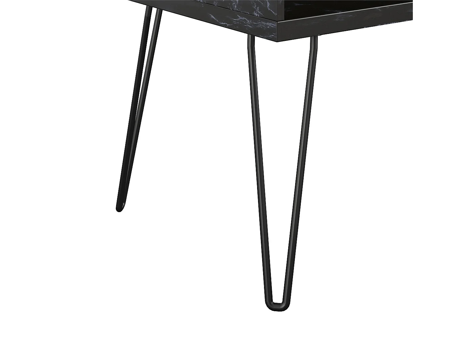 Athena | TV-Ständer mit 2 Fächern in Marmoroptik Schwarz