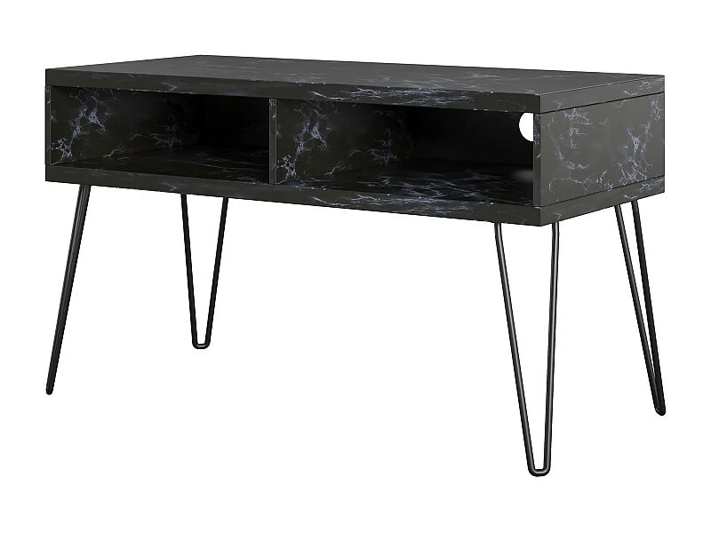 Athena | TV-Ständer mit 2 Fächern in Marmoroptik Schwarz