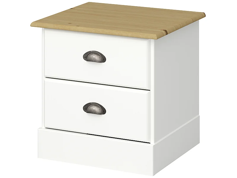 Comodino con 2 cassetti in MDF bianco e natura