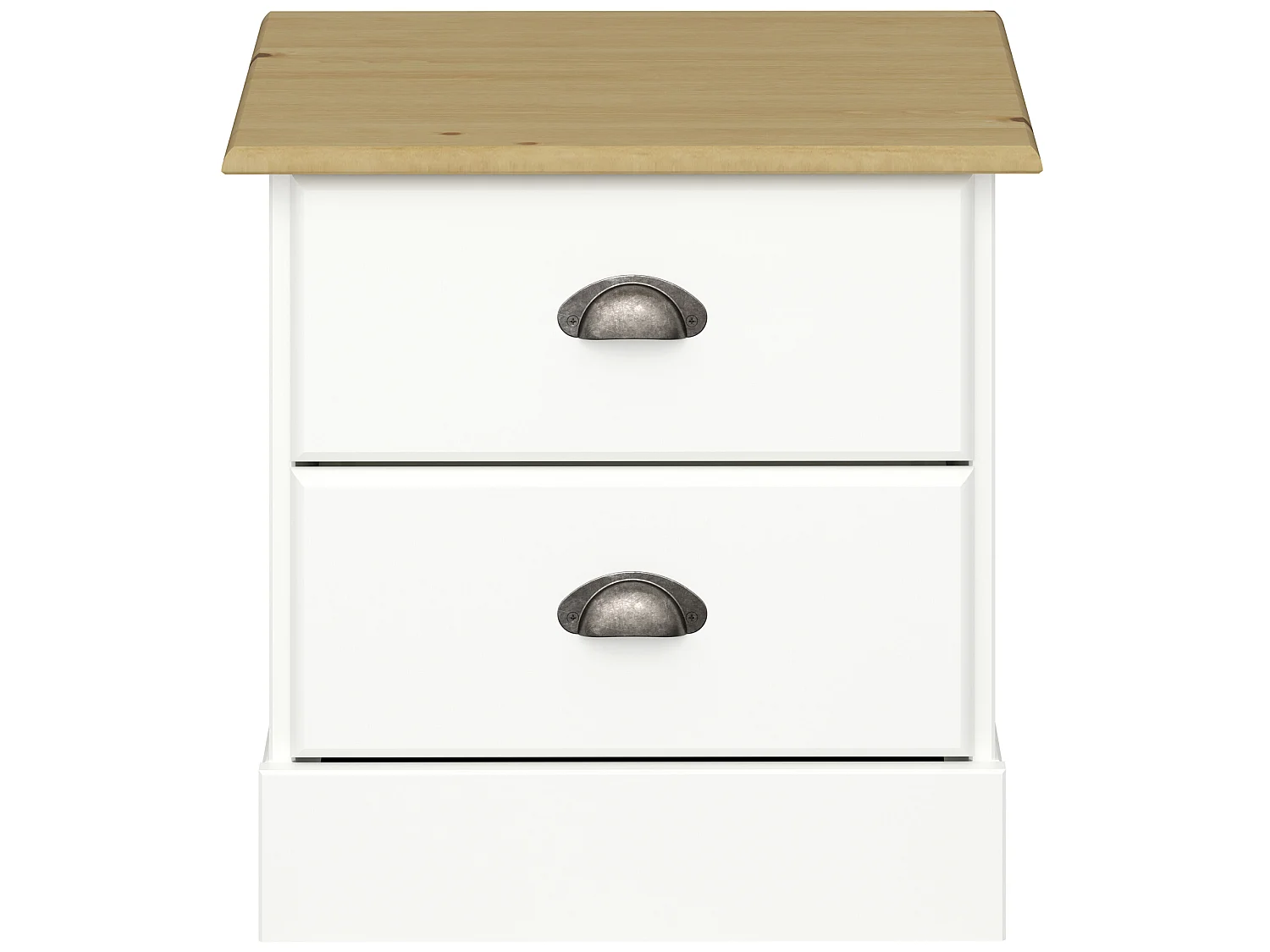 Mesita de noche con 2 cajones en MDF blanco y natural
