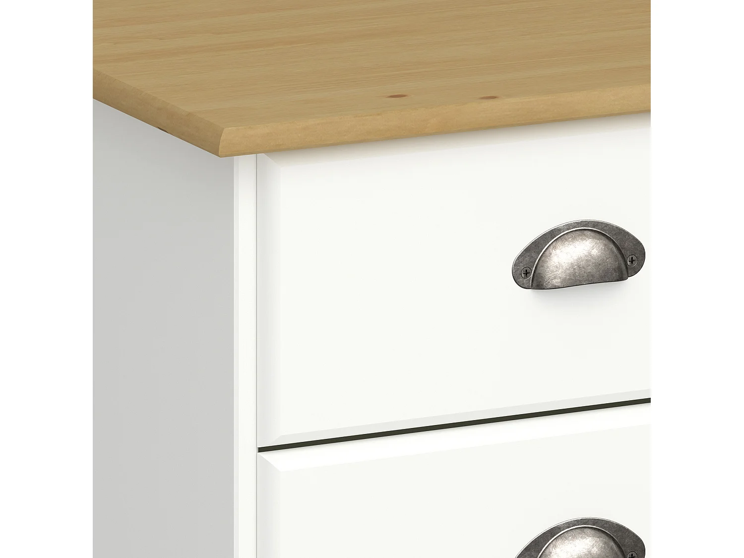 Nachttisch mit 2 Schubladen in MDF, weiß und natur