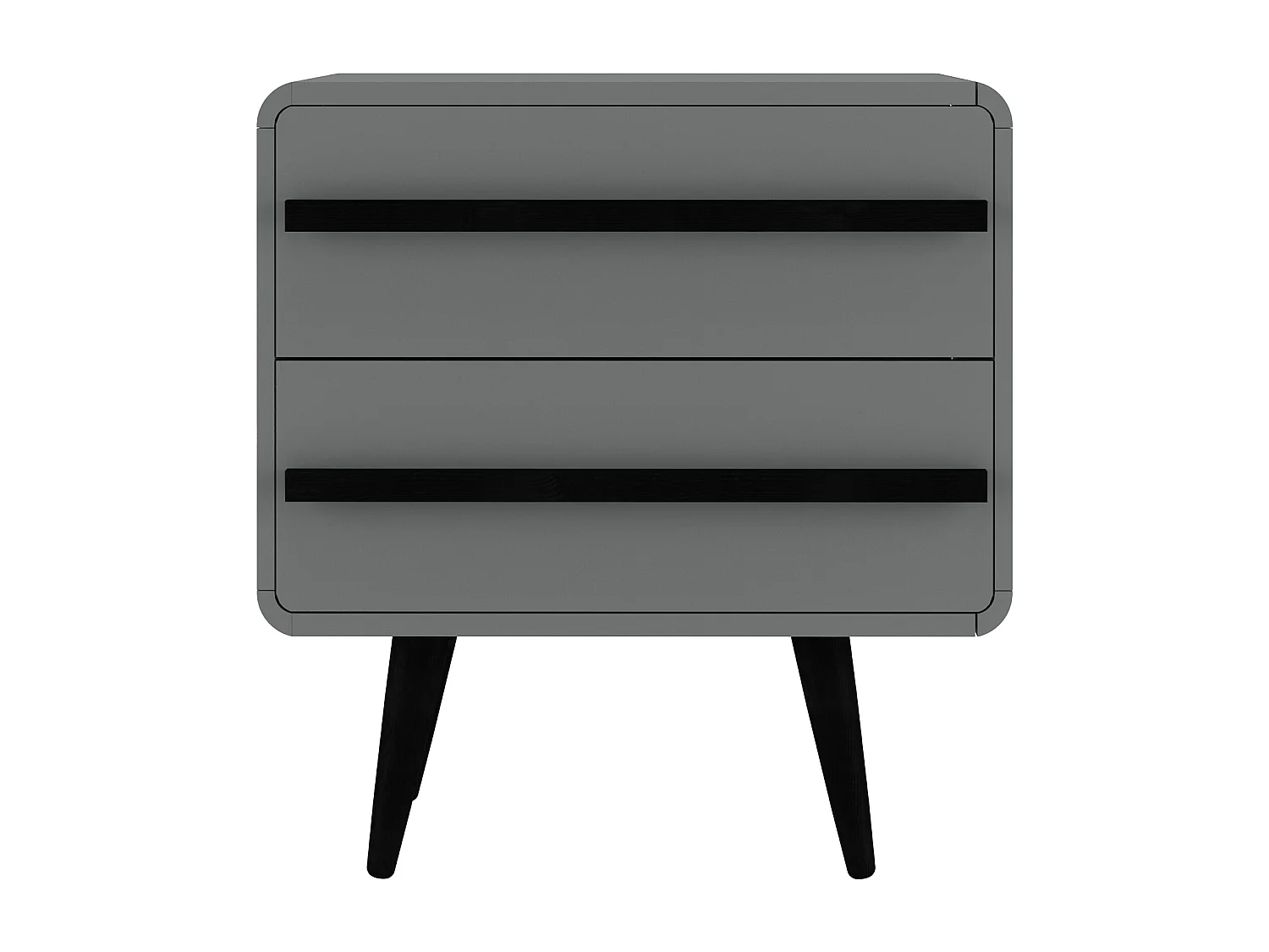 Comodino con 2 cassetti in truciolare grigio e nero