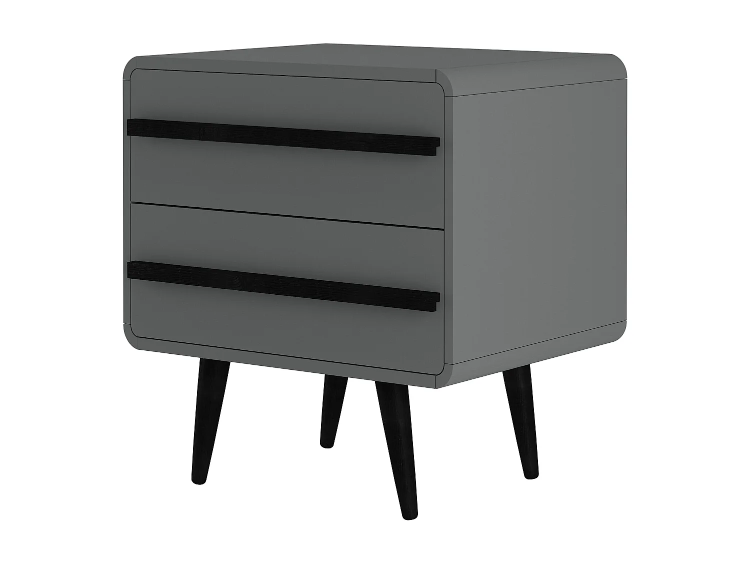 Mesita de noche con 2 cajones en aglomerado gris y negro