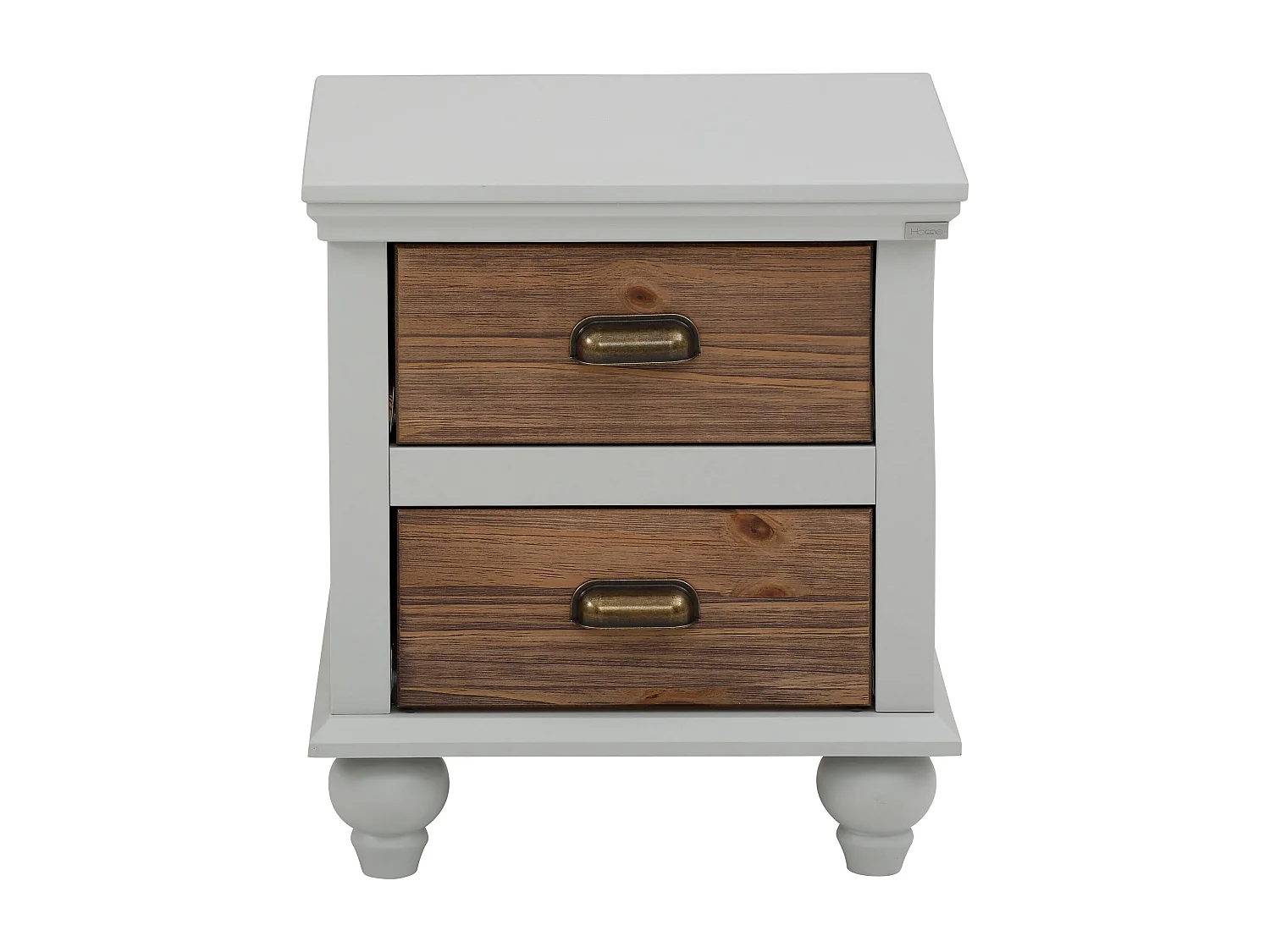 Comodino con 2 cassetti in MDF grigio e pennello natura