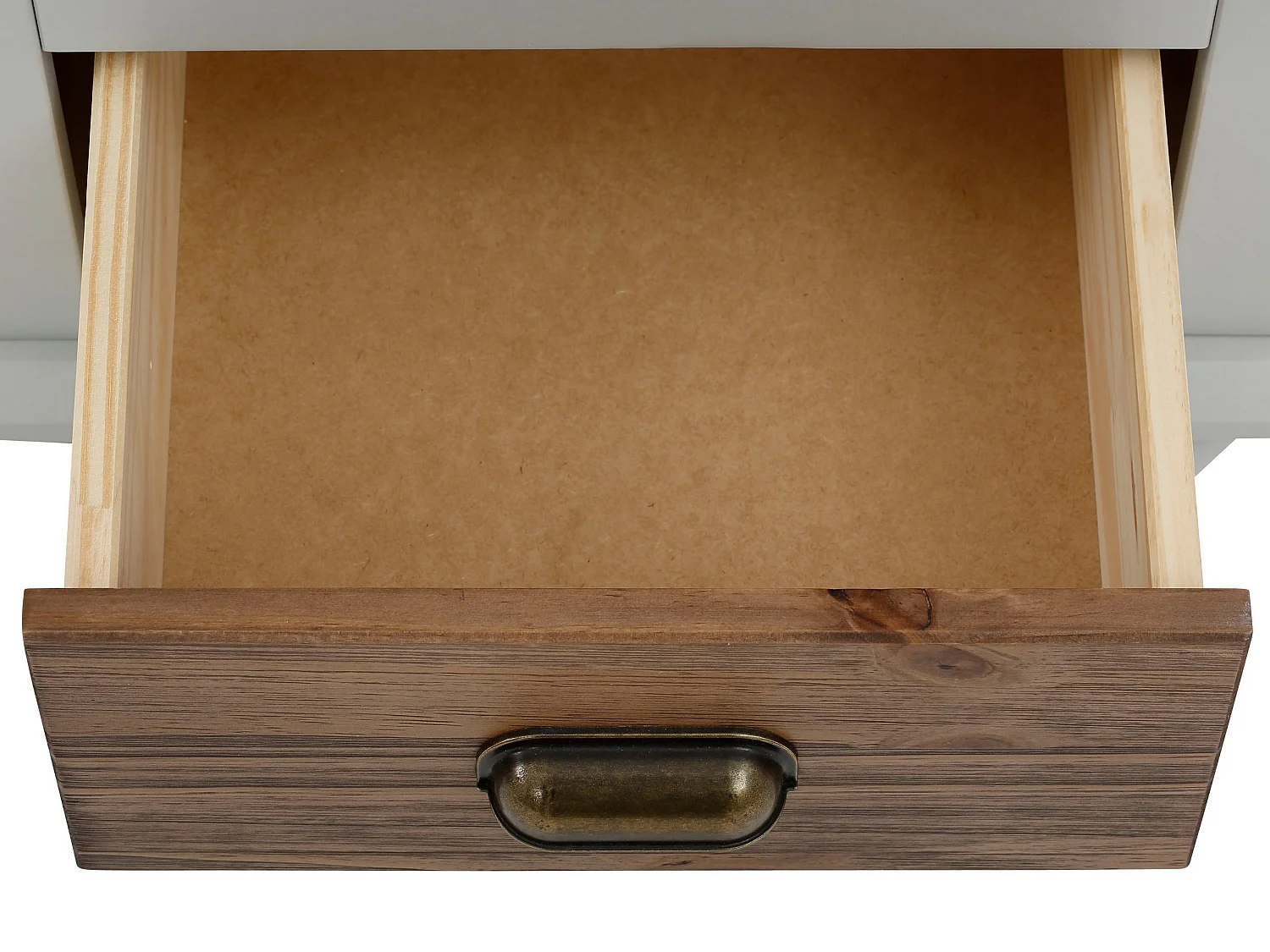 Comodino con 2 cassetti in MDF grigio e pennello natura