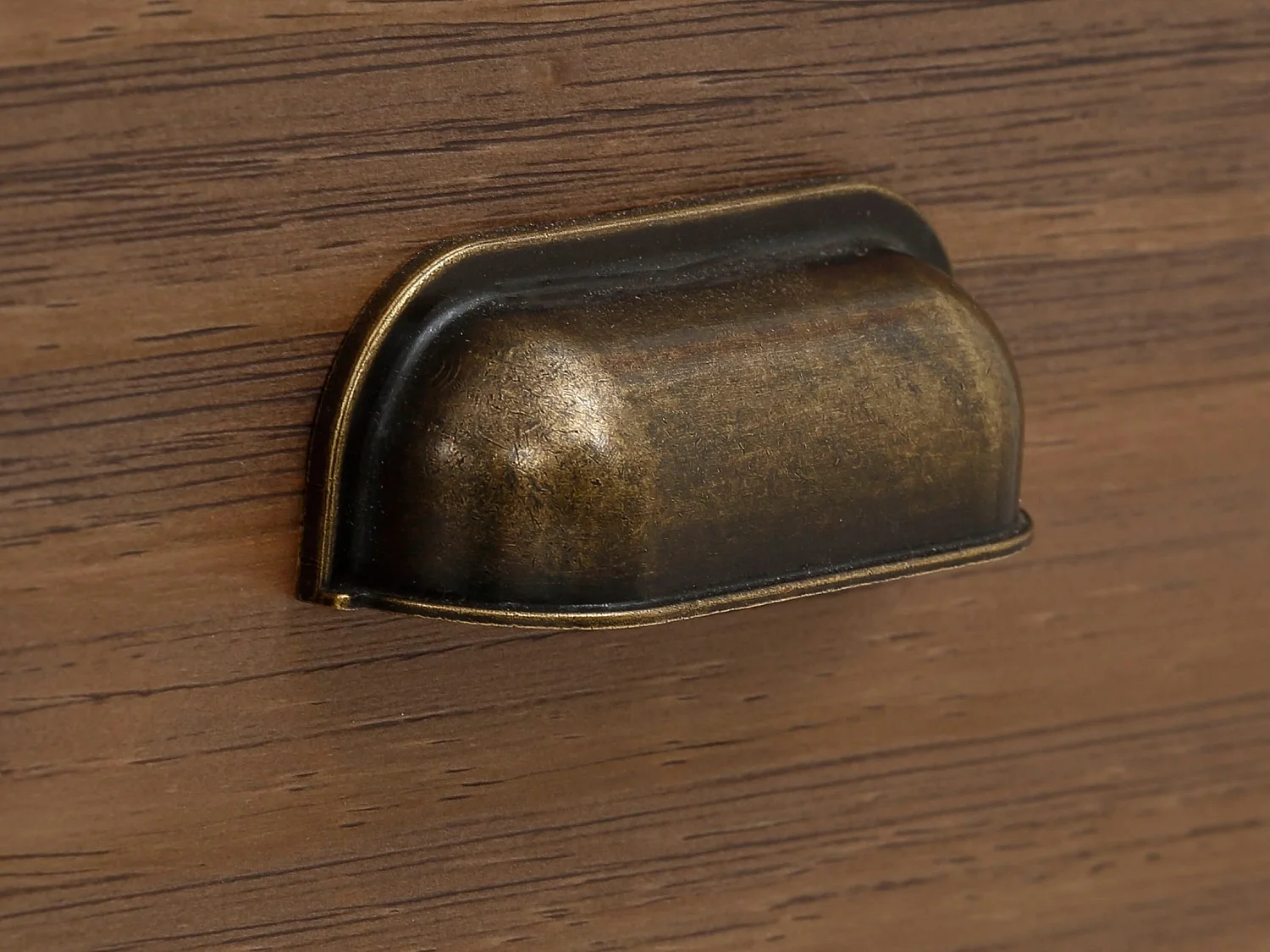 Comodino con 2 cassetti in MDF grigio e pennello natura