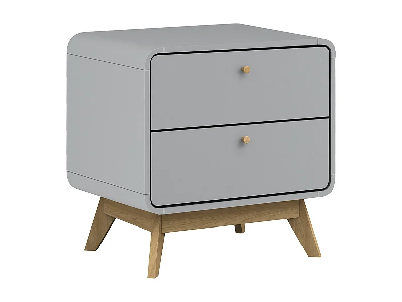 Comodino con 2 cassetti in agglomerato grigio
