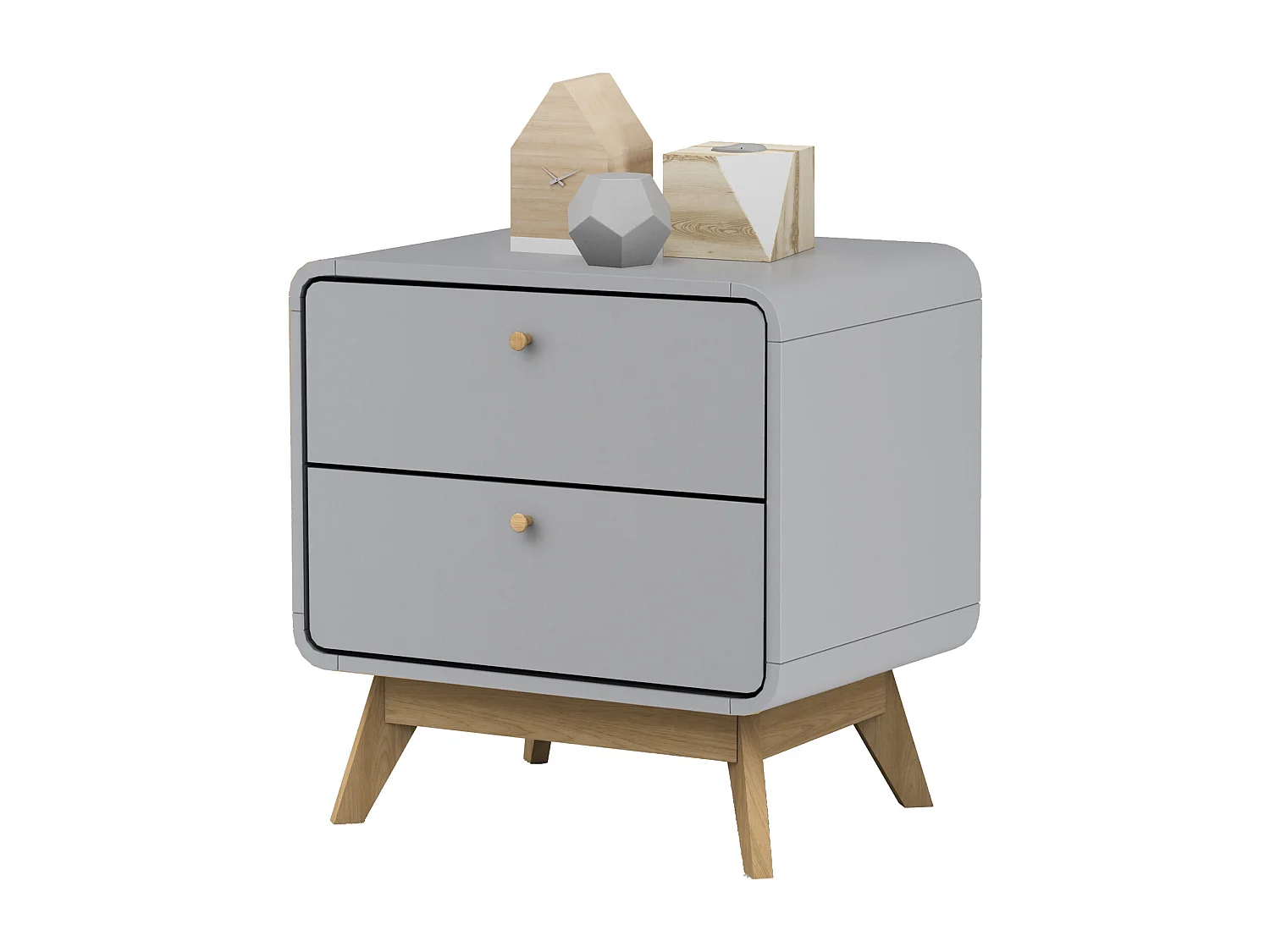 Mesita de noche con 2 cajones en tablero aglomerado gris